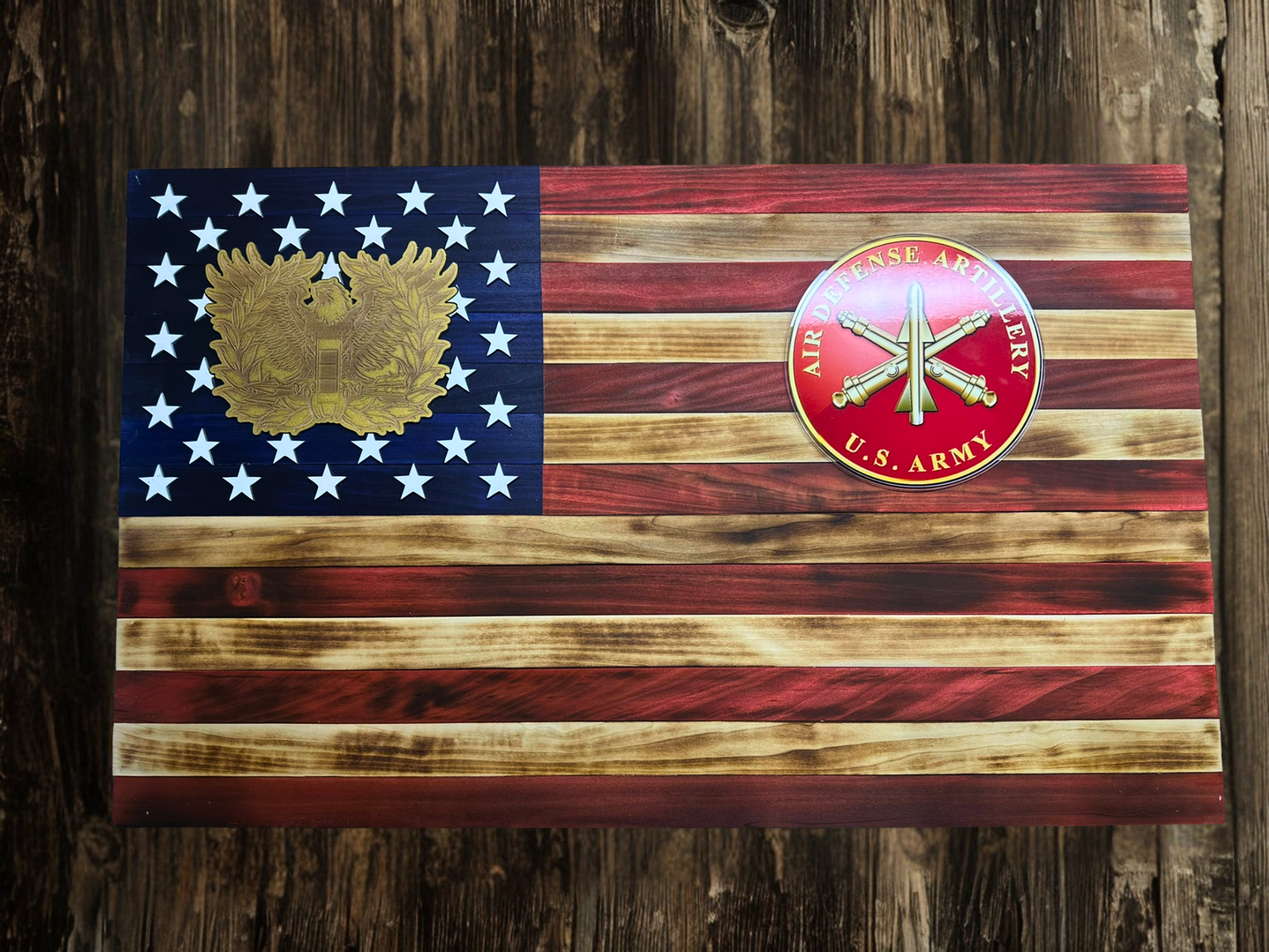 Handcrafted Military Tribute Wooden American Flag